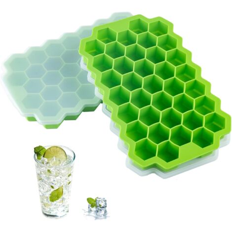 Lot de 2 bacs à glaçons premium, bac à glaçons en silicone avec A