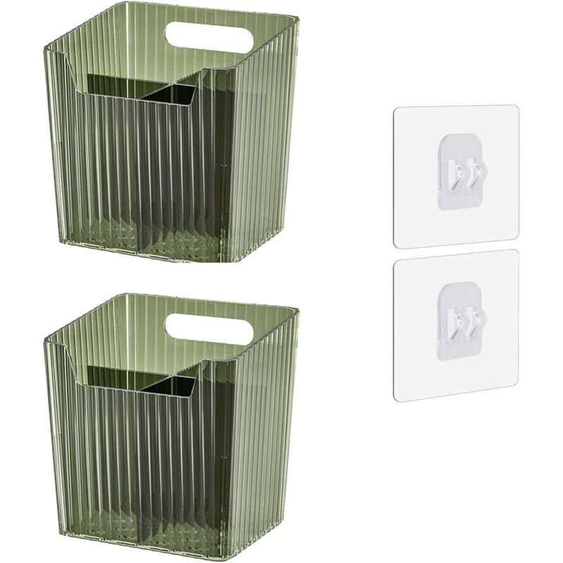 Lot de 2 bacs de rangement muraux pour douche, étagères de salle de bain, bac adhésif suspendu pour salle de bain, vert