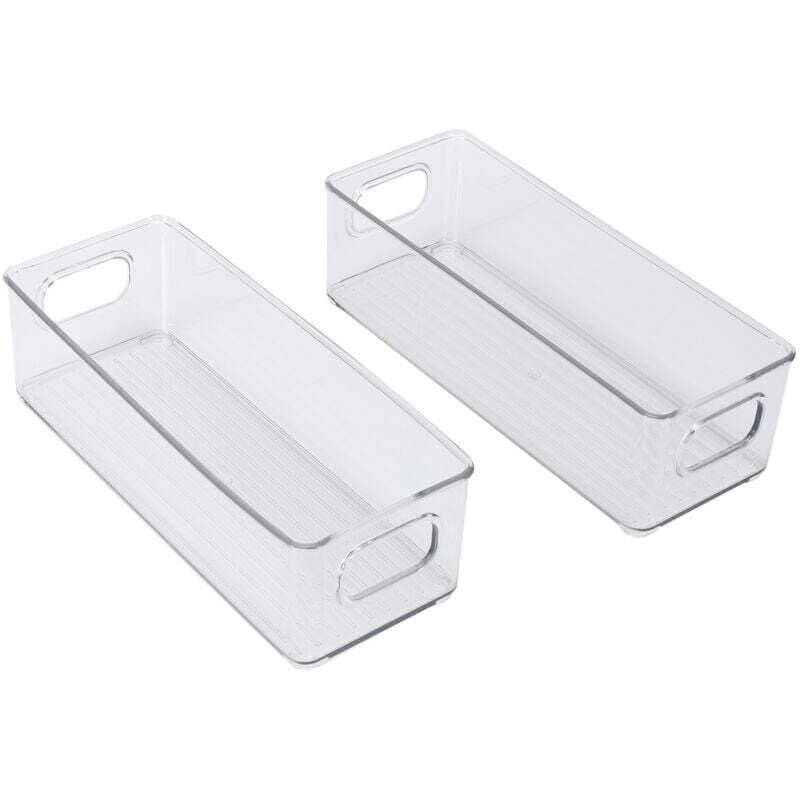 Lot de 2 bacs de rangement pour réfrigérateur, en plastique transparent et empilables, avec poignées, pour le garde-manger et la cuisine