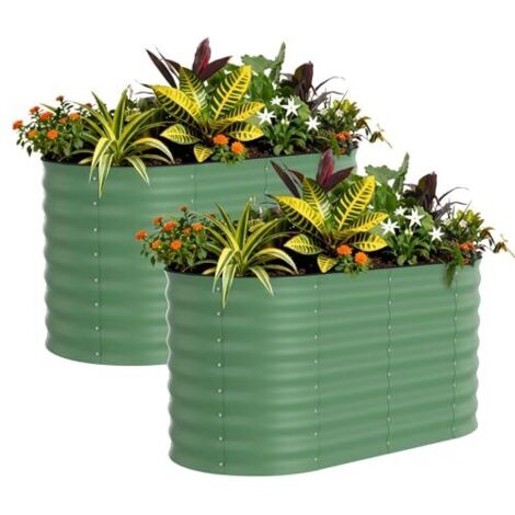Lot De 2 Bacs Potagers SuréLevéS Robustes En Acier Galvanisé – Profond, RéSistant à La Rouille, Mobilier ExtéRieuréRieur Professionnel Pour LéGumes - Vert