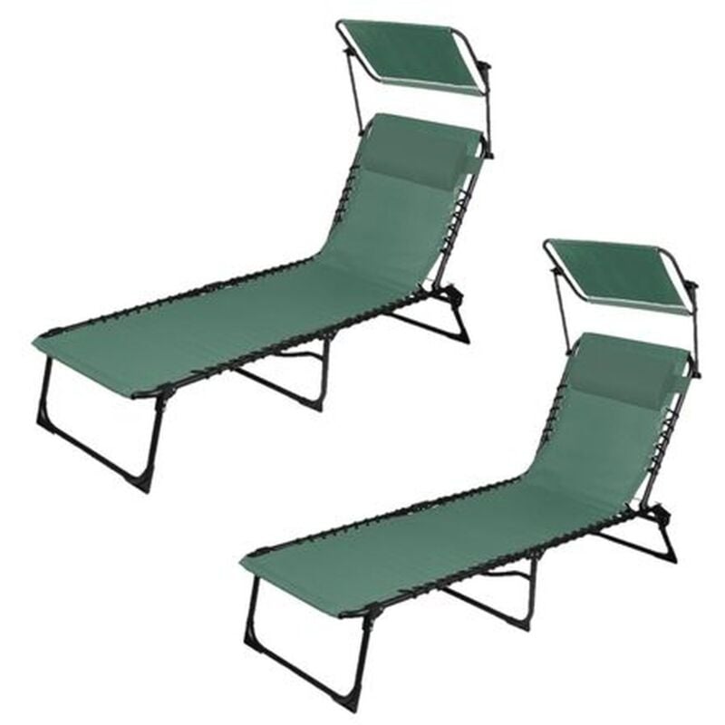 Lot de 2 bains de soleil avec parasol et coussin