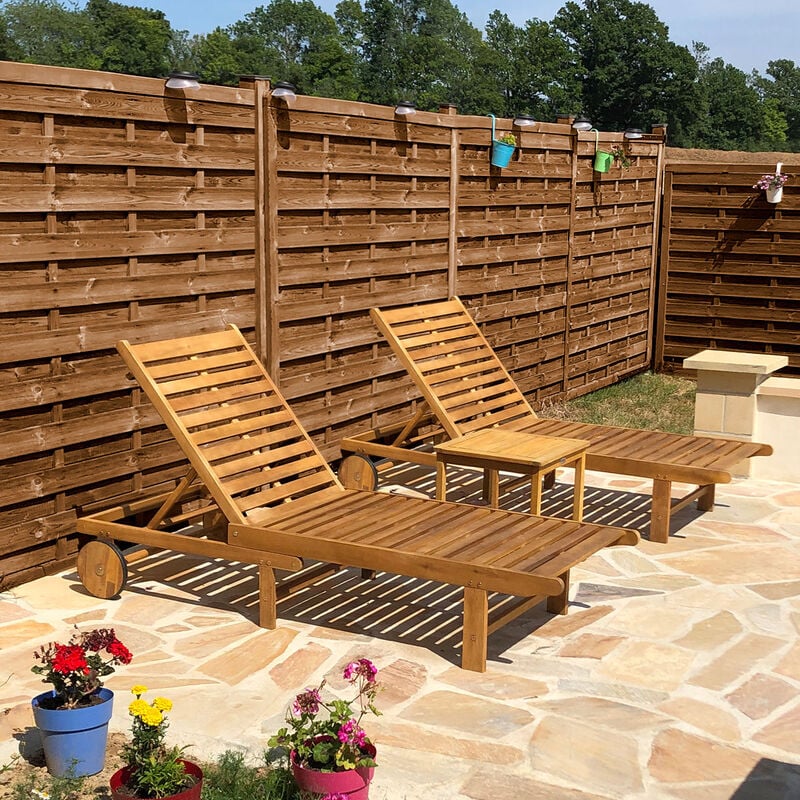 Lot de 2 bains de soleil en acacia Fidgi