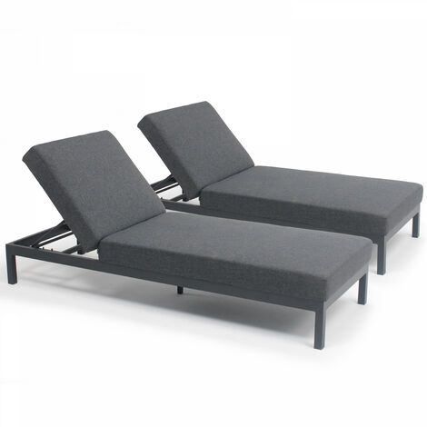 Lot de 2 bains de soleil en aluminium gris