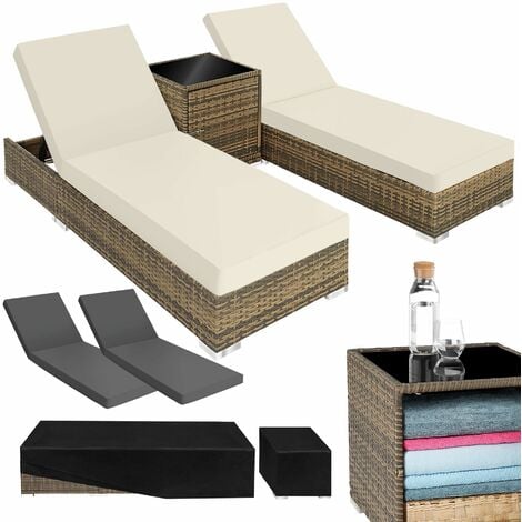 Lot de 2 Bains de soleil en duo au design luxueux avec Ccadre en aluminium résistant aux intempéries et aux UV