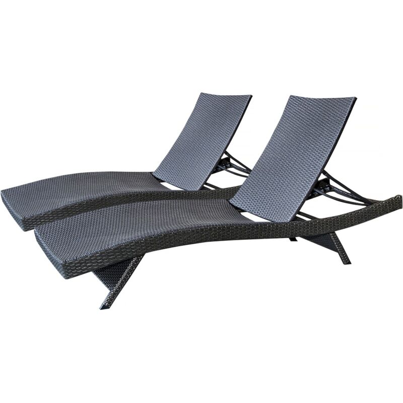 Lot de 2 bains de soleil en résine tressée "Arthur" - Marron