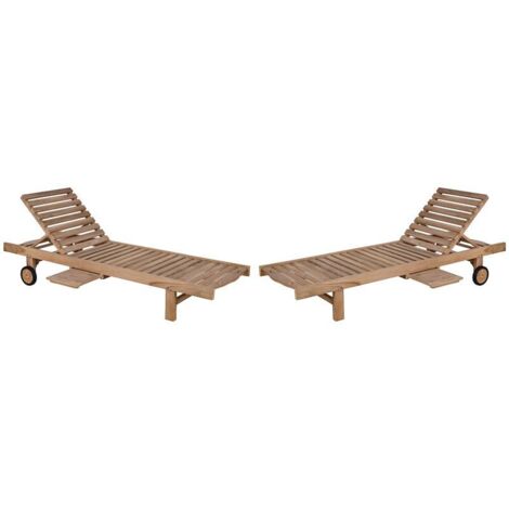 Lot de 2 bains de soleil en teck massif GARDEN 202cm - 202x65x31 cm - Kayu Meuble