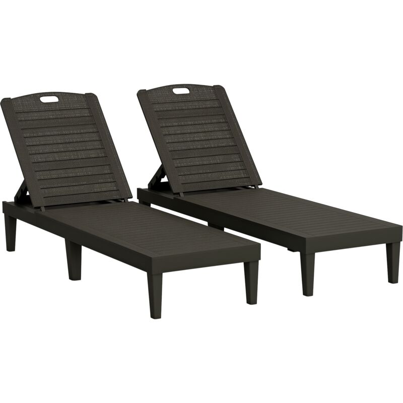 Lot de 2 bains de soleil - Outsunny - dossier ajustable à 4 positions