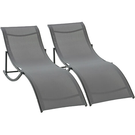 Lot de 2 bains de soleil TERRY anthracite