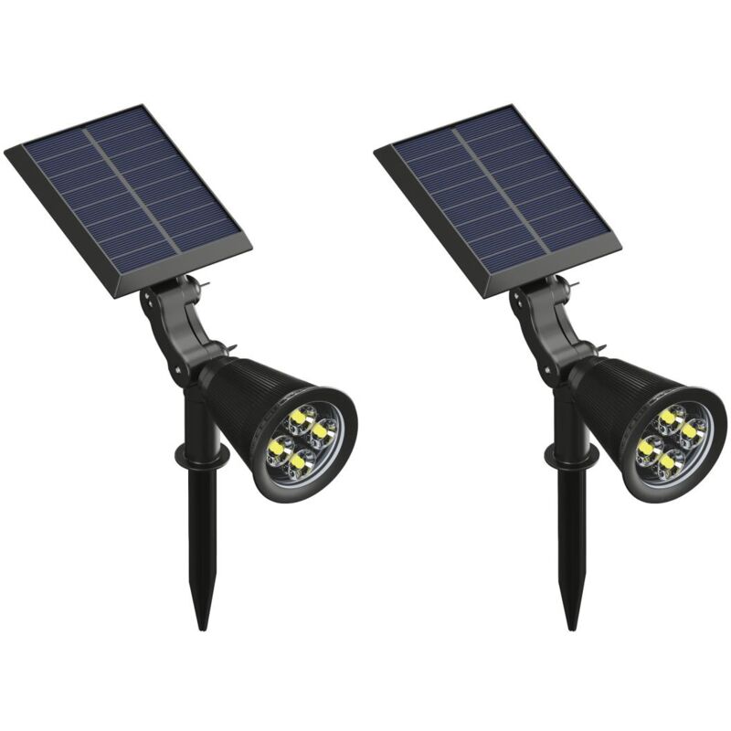 Lot de 2 balises ou appliques solaires orientables - 300 lumens - Noir - slatine