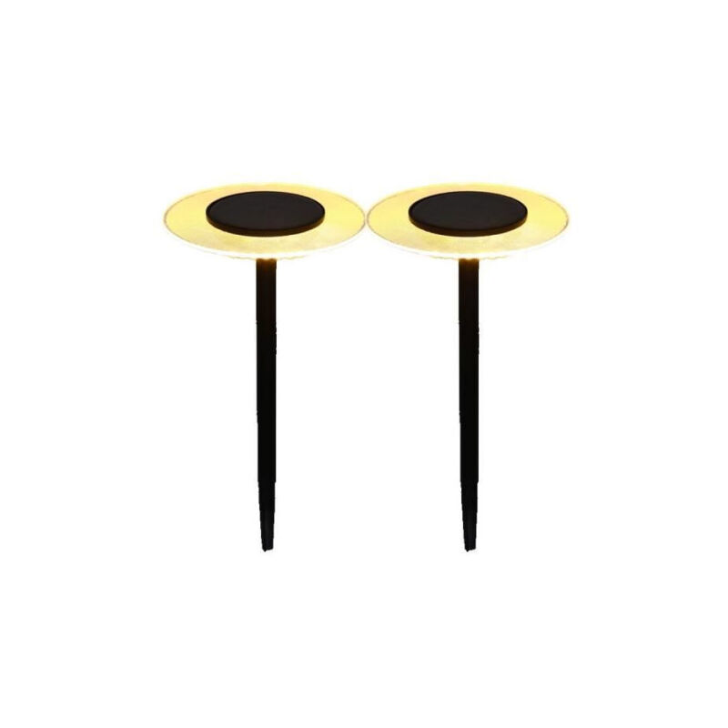 2 balises solaires à piquer ufo Noir Acier H35cm