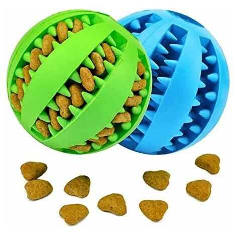 Lot de 2 Balle pour Chiens en Caoutchouc Jouets à mâcher pour Chien pour Grands et Petits Chiens, Balle Amusante (Vert et Bleu), Ensoleillé