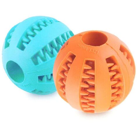 Lot de 2 balles de jouet pour chien, mangeoires interactives en caoutchouc naturel pour chien, diamètre de 7 cm, balles de chien pour grands et petits chiens à mâcher-Fei Yu