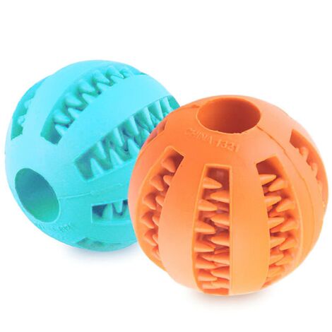Lot de 2 balles de jouet pour chien, mangeoires interactives en caoutchouc naturel pour chien, diamètre de 7 cm, balles de chien pour grands et petits chiens à mâcher-Fei Yu