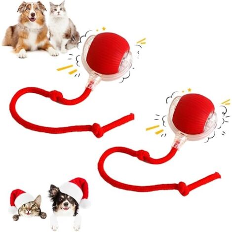 Lot de 2 balles intelligentes à roulement automatique 360° pour animaux de compagnie (chats et chiens), rechargeables, à mouvement