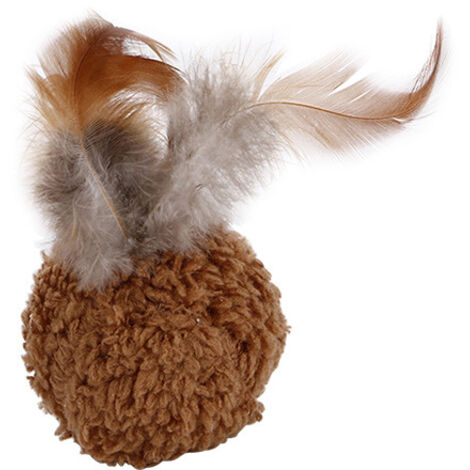 Lot de 2 balles pour chat, jouet interactif à pompon pour chat mignon, jouet en plumes pour chat, balle de jeu pour animaux de compagnie