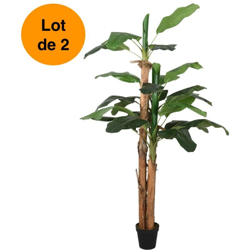 Le Poisson Qui Jardine - Lot de 2 Bananiers 200 cm Artificiels. Pour une décoration d'intérieur Sublimée - Vert