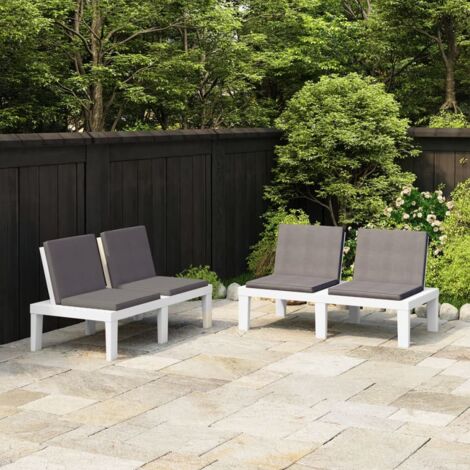Lot de 2 Bancs de salon de jardin pliables Luxueux  Fauteuil de jardin avec coussins 2 pcs Plastique Blanc Chic-762345
