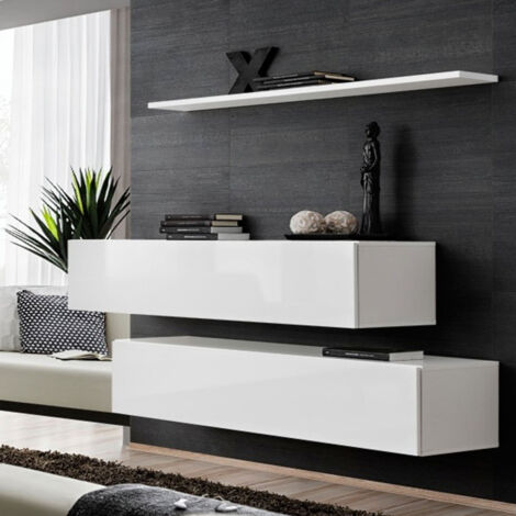Lot de 2 Bancs Muraux & Étagère "Switch SBII" 130cm Blanc