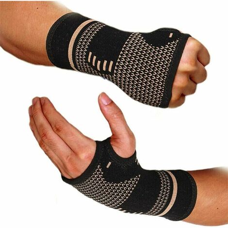 (Lot de 2) bandage de poignet attelle de poignet en cuivre protection du poignet bandage à la main support de poignet bandages de sport pour le sport, le fitness, la musculation, la musculation (S)