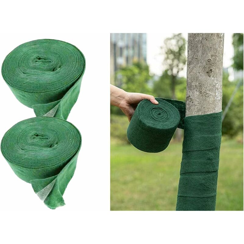 Lot de 2 bandages de protection pour tronc d'arbre - 18 m - Résistants à l'hiver - Double couche - Garde au chaud et hydratant - green