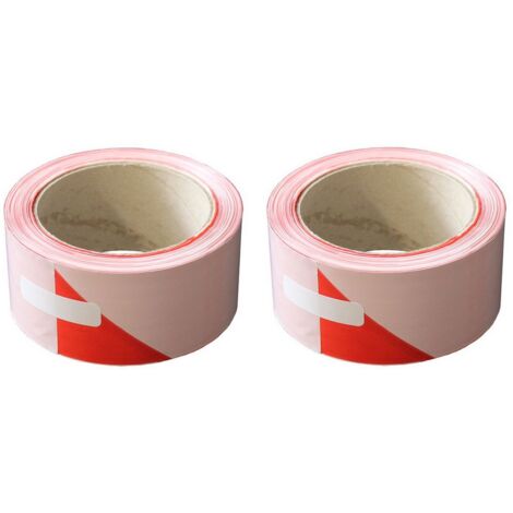 Lot de 2 bandes de chantier 50 mm x 100 m - Rouge et Blanc - Soppec