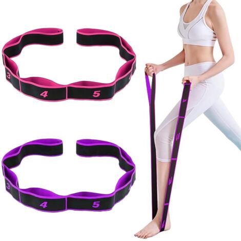 Lot de 2 bandes élastiques en caoutchouc pour exercice, yoga, musculation, yoga, étirement pour fitness, pilates