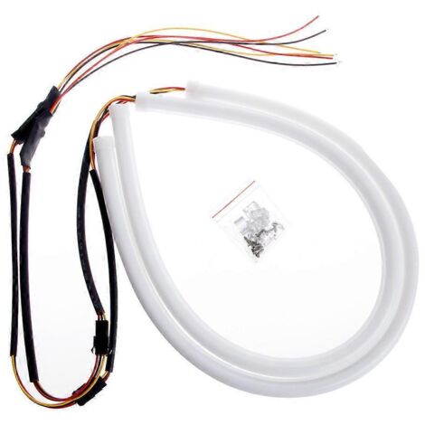 Lot de 2 bandes LED blanches de 45 cm pour phares et feux de jour (DRL) à tube ambre 12 V CC.