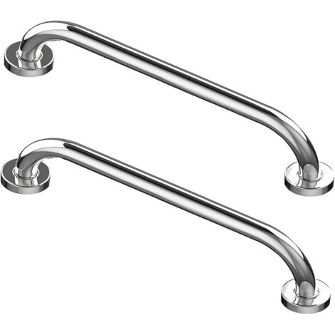 Lot de 2 - Barre d'appui - Acier inoxydable - Support de sécurité antidérapant pour douche et baignoire Usage seniors et enfants Chromé 40x2,5cm