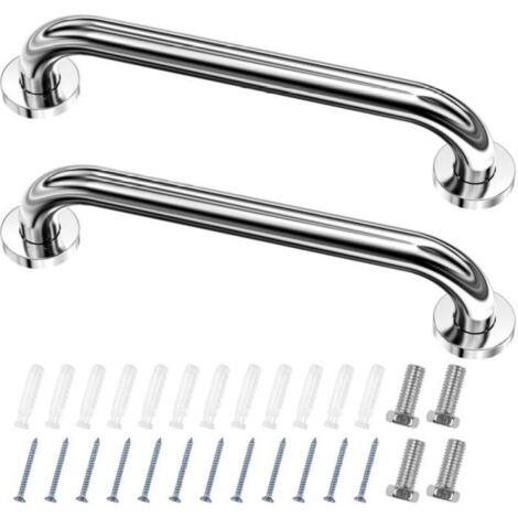 Lot de 2 Barres d’Appui Coudées en Acier Inoxydable pour WC et Salle de Bain