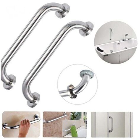 LINGHHANG Lot de 2 barres d'appui de douche en acier inoxydable de 20 cm, porte-serviettes, rampe de sécurité murale, adaptées aux personnes âgées, faibles, malades et handicapées