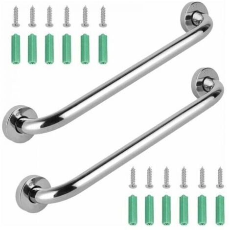 Lot de 2 barres d'appui de douche en acier inoxydable pour salle de bain, pour baignoire, douche, 30 cm
