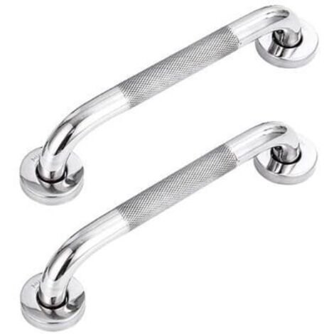 Lot De 2 Barres D'appui De Salle De Bain En Acier Inoxydable 304 Avec Poignées Antidérapantes 50cm