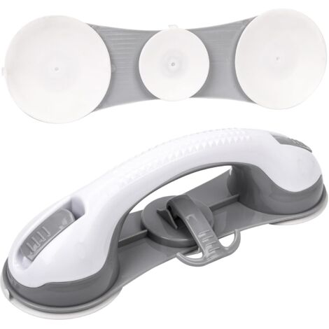 Lot de 2 barres d'appui pour personnes handicapées avec 3 ventouses - Poignées de sécurité pour les personnes handicapées dans les salles de bains, les douches et les baignoires-AquaForge