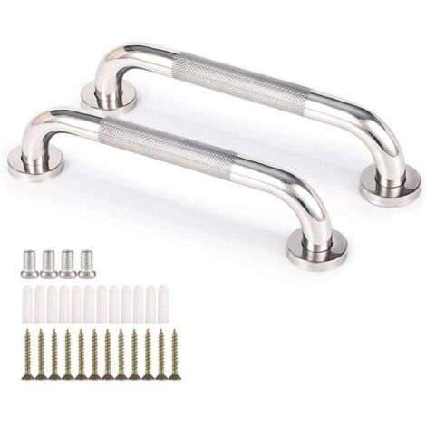 Lot De 2 Barres D'Appui Salle De Bain Acier Inoxydable 304 33cm Poignée Antidérapante Baignoire Toilettes Rampe Escalier