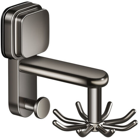 Lot de 2 barres de rangement à ventouses gris canon, forte charge utile sans perçage pour ustensiles de cuisine