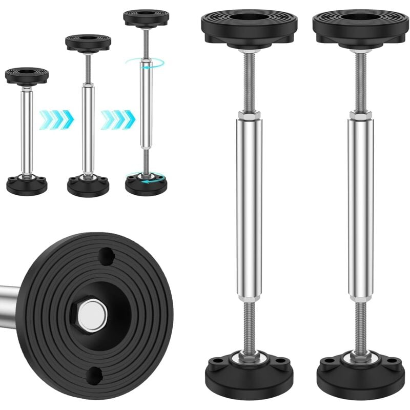 Lot de 2 barres de support télescopiques, réglables de 24 à 37 cm, en acier inoxydable, pour bureau, cuisine, plan de travail, placard, capacité de