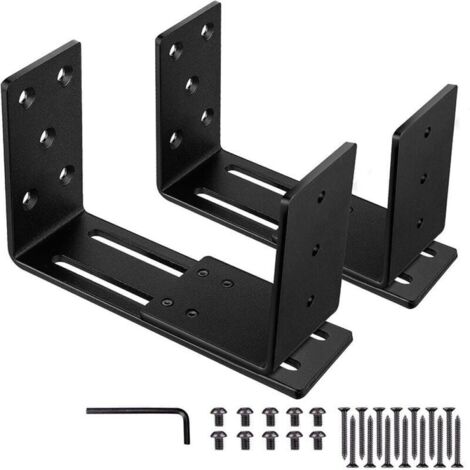 Lot de 2 Barricade Supports, Support en U Ajustable, Support pour Verrou de Sécurité de Porte, Convient pour les Verrous de Porte Renforcés, Portes Pivotantes Intérieures et Extérieures