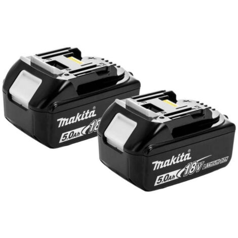 Lot de 2 batteries 18V Li-Ion 5,0 Ah avec indicateur de charge – Autonomie accrue 80% – Compatible outils Makita – BL1850BX2