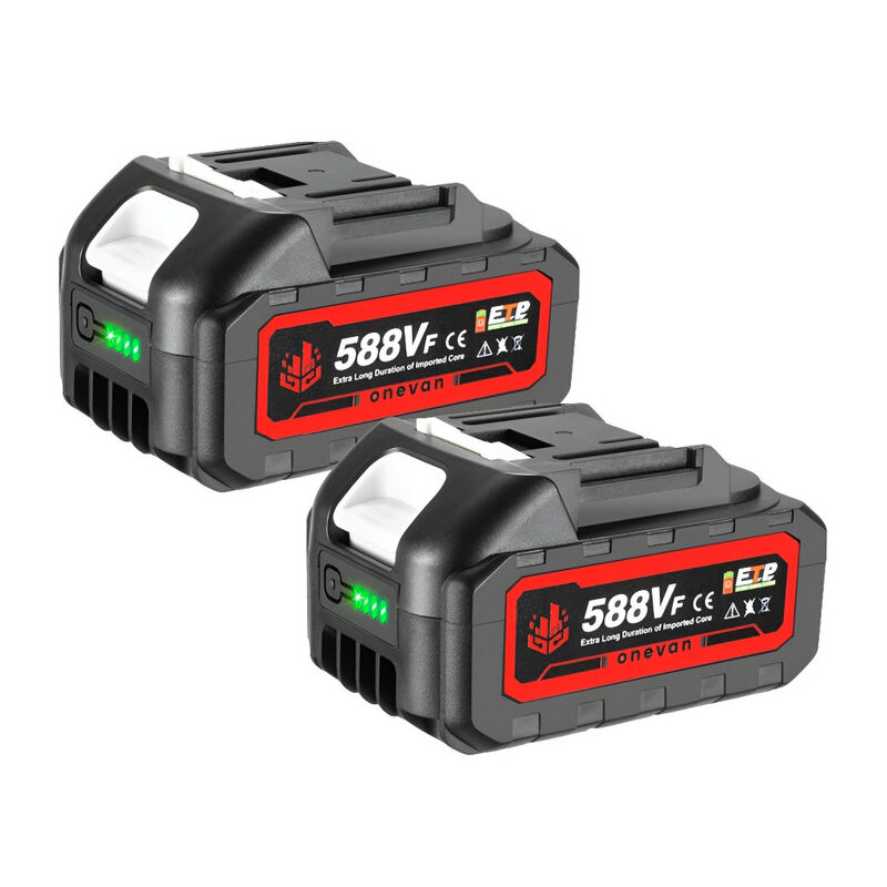Onevan - Lot de 2 batteries 18V Li-Ion 588vf pour outil sans fil