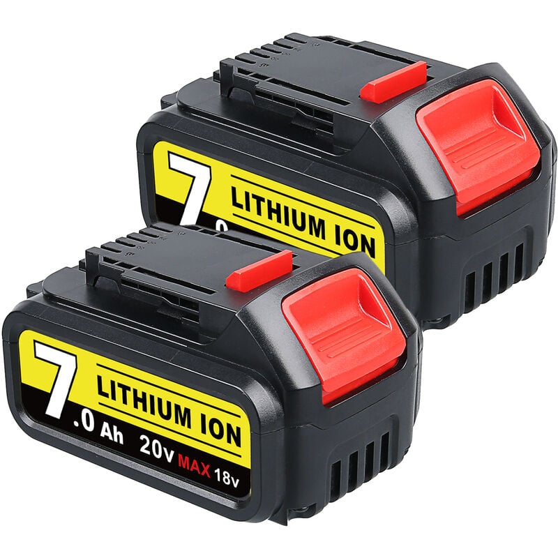 Lot de 2 batteries de rechange 18V 7.0 Ah pour DeWalt 18V Batterie DCB184 DCB200 DCB182 DCB180 DCB181 DCB201