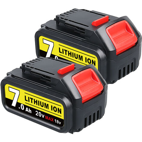 Lot de 2 batteries de rechange 18V 7.0Ah pour DeWalt 18V Batterie DCB184 DCB200 DCB182 DCB180 DCB181 DCB201