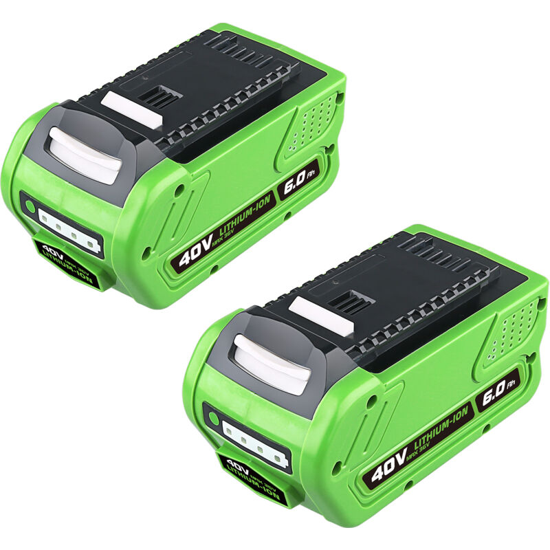 Lot de 2 batteries de rechange 40V 6000mAh GWL1820 29462 pour batterie Li-on Greenworks 40V (29252,20202,22262,25312,25322, 22272), compatibles avec