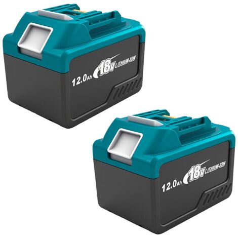Lot de 2 batteries de remplacement 12,0 Ah pour outils et chargeurs Makita 18 V au lithium, compatibles avec les modèles BL1860B, BL1815, BL1820, 1830B, 1840B et 1850B (bleues)