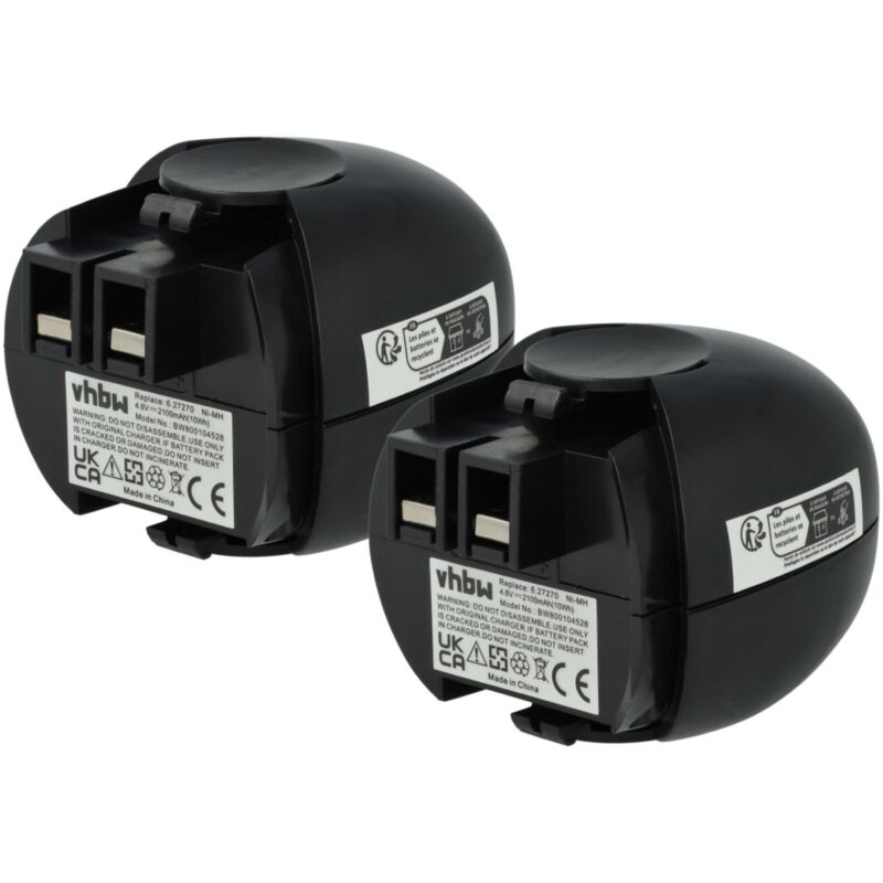 Vhbw - Lot de 2 batteries Ni-MH 2100mAh (4.8V) pour outils Powermaxx Metabo Powergripp Flashlight. Remplace: Metabo 6.27270, 6.27271, 6.27273,