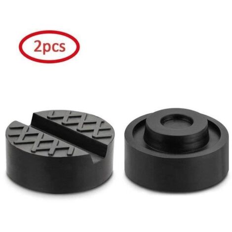Lot de 2 Bloc de Caoutchouc Tampon Cric Hydraulique Auto Coussin Cric de Voiture Élévateurs Auto Solide Protéger le Bas EBBFD