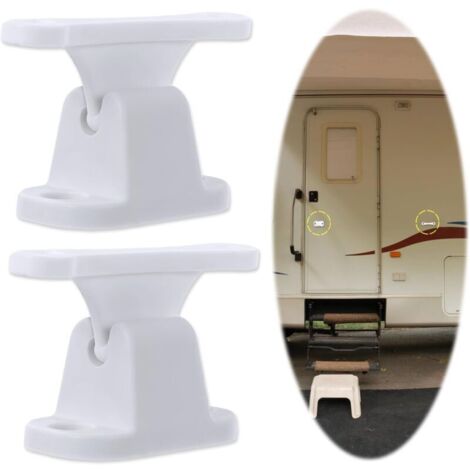 Lot de 2 Bloc Porte Camping Car 45×60 mm, Arrêt Retenue de Porte en Forme de T Caravane, Support de Porte en Plastique de Remorque, Pièces et Accessoires pour Camping-Car Bateau(Blanc)