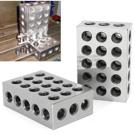 Lot de 2 Blocs En Acier Trempé 23 Trous 1-2-3 Jauge de Bloc de Serrage Parallèle pour Tour 123 Outils de Fraisage
