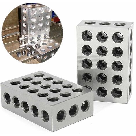 Lot de 2 Blocs En Acier Trempé 23 Trous 1-2-3 Jauge de Bloc de Serrage Parallèle pour Tour 123 Outils de Fraisage,AAFGVC