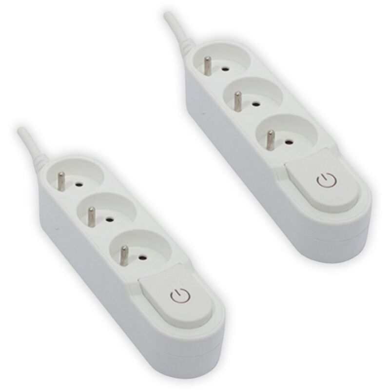 Lot de 2 blocs multiprises 3x16A - 3500W - câble H05VV-F 3x1.5mm² - longueur 3m - blanc Chacon