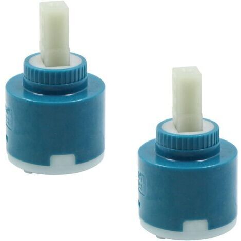 Lot de 2 bobines de robinet d'eau chaude et froide - 40 mm - Cartouche en céramique pour mitigeur de cuisine ou salle de bain